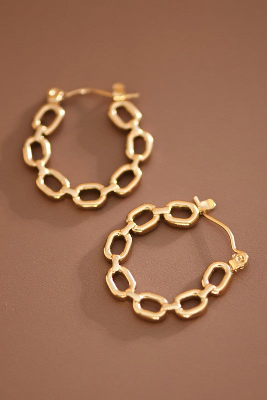 Stainless Steel 18k Gold Chain Hoops