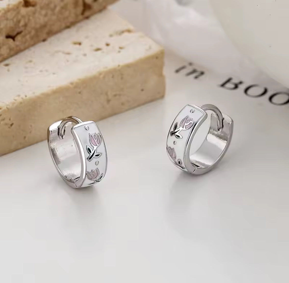 Timeless Tulip Sterling Silver Huggie Hoops