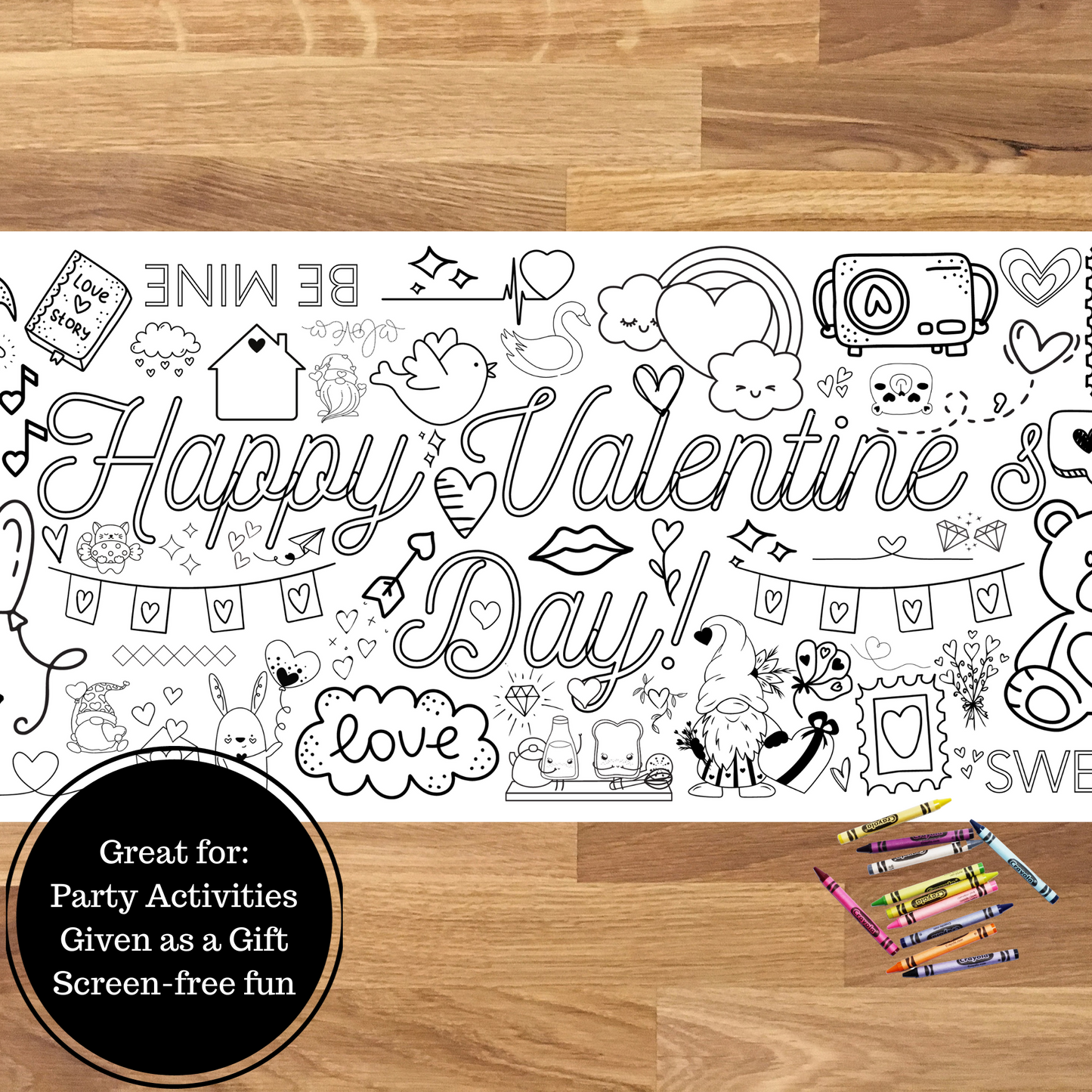 Valentine's Coloring Table Runner | 18x72"