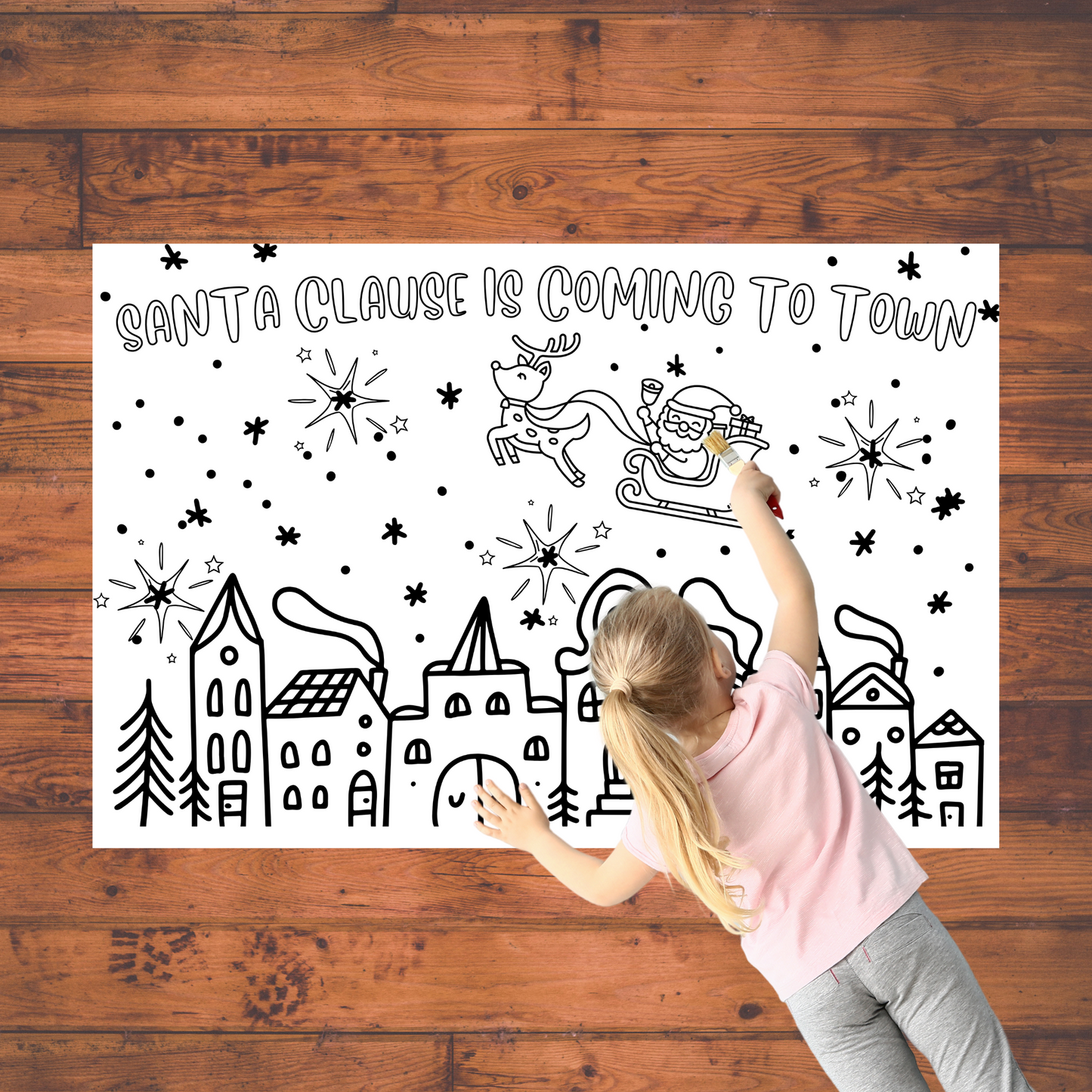 Santa Clause is Coming to Town | Big Coloring Poster