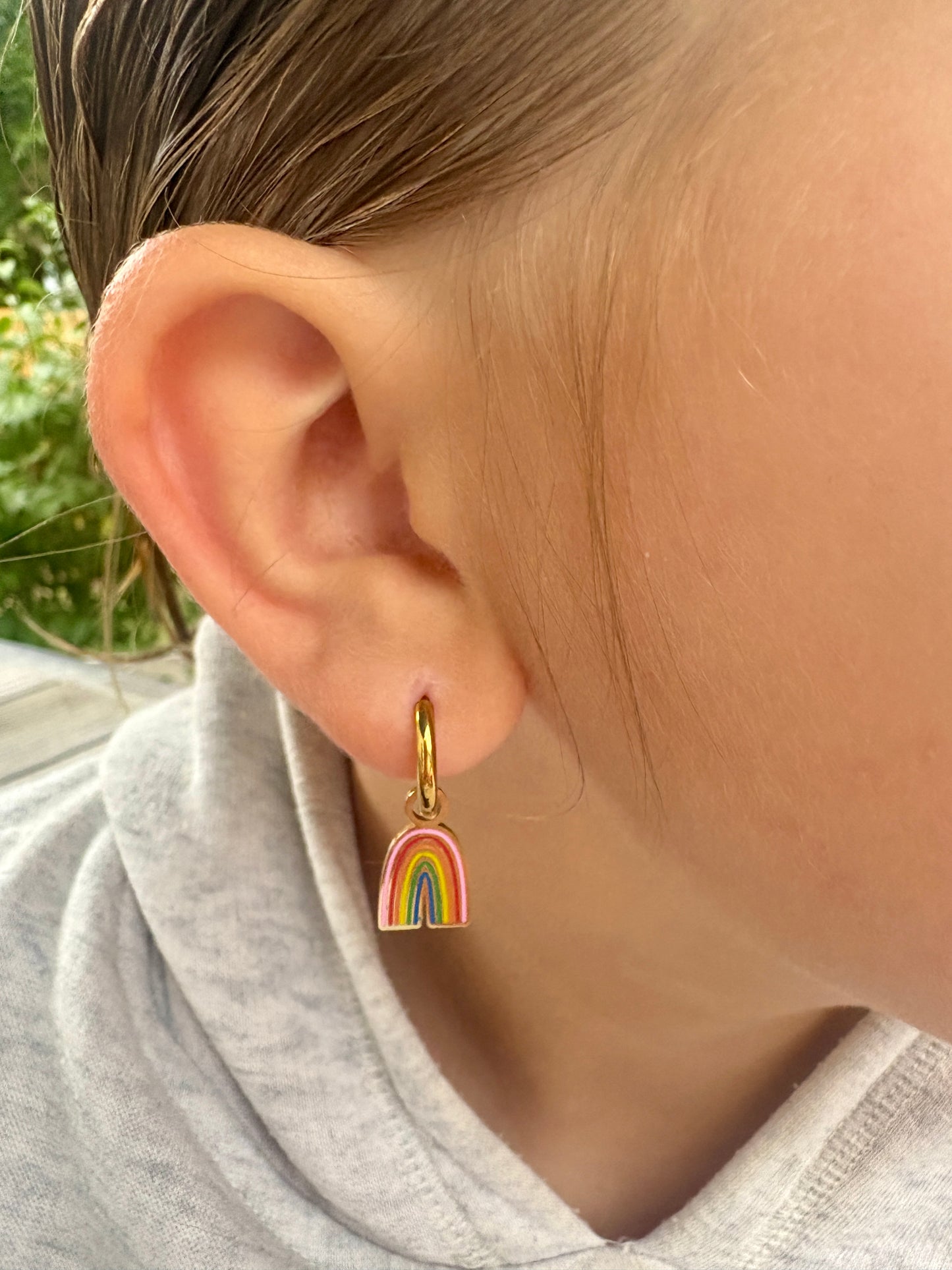 Rainbow Charm Huggies