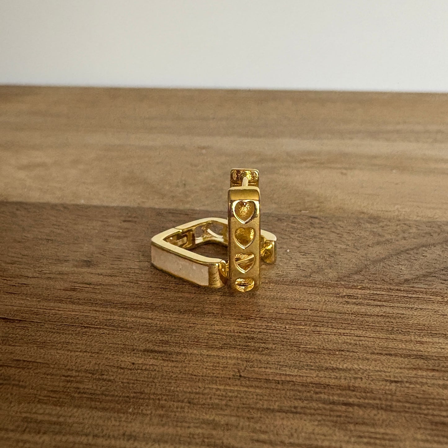 Square Opal Heart Huggies