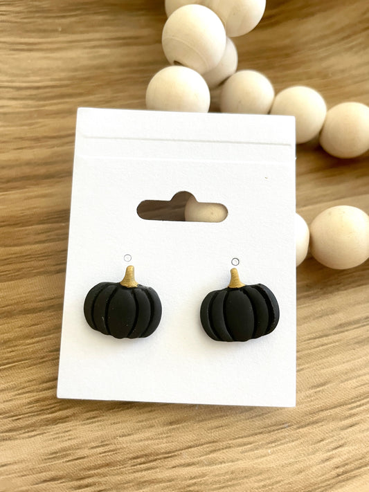 Clay Pumpkin Stud Earrings