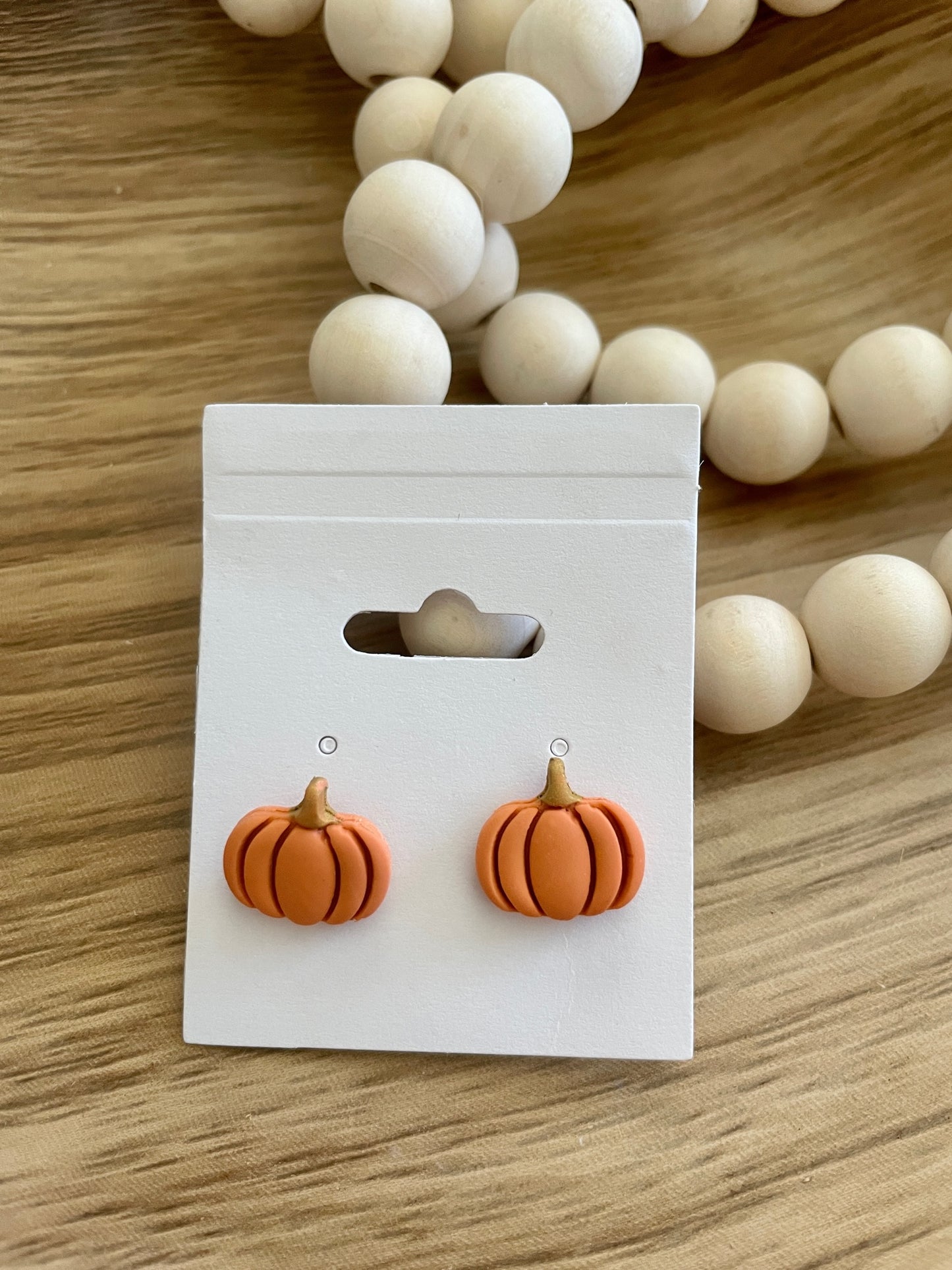 Clay Pumpkin Stud Earrings