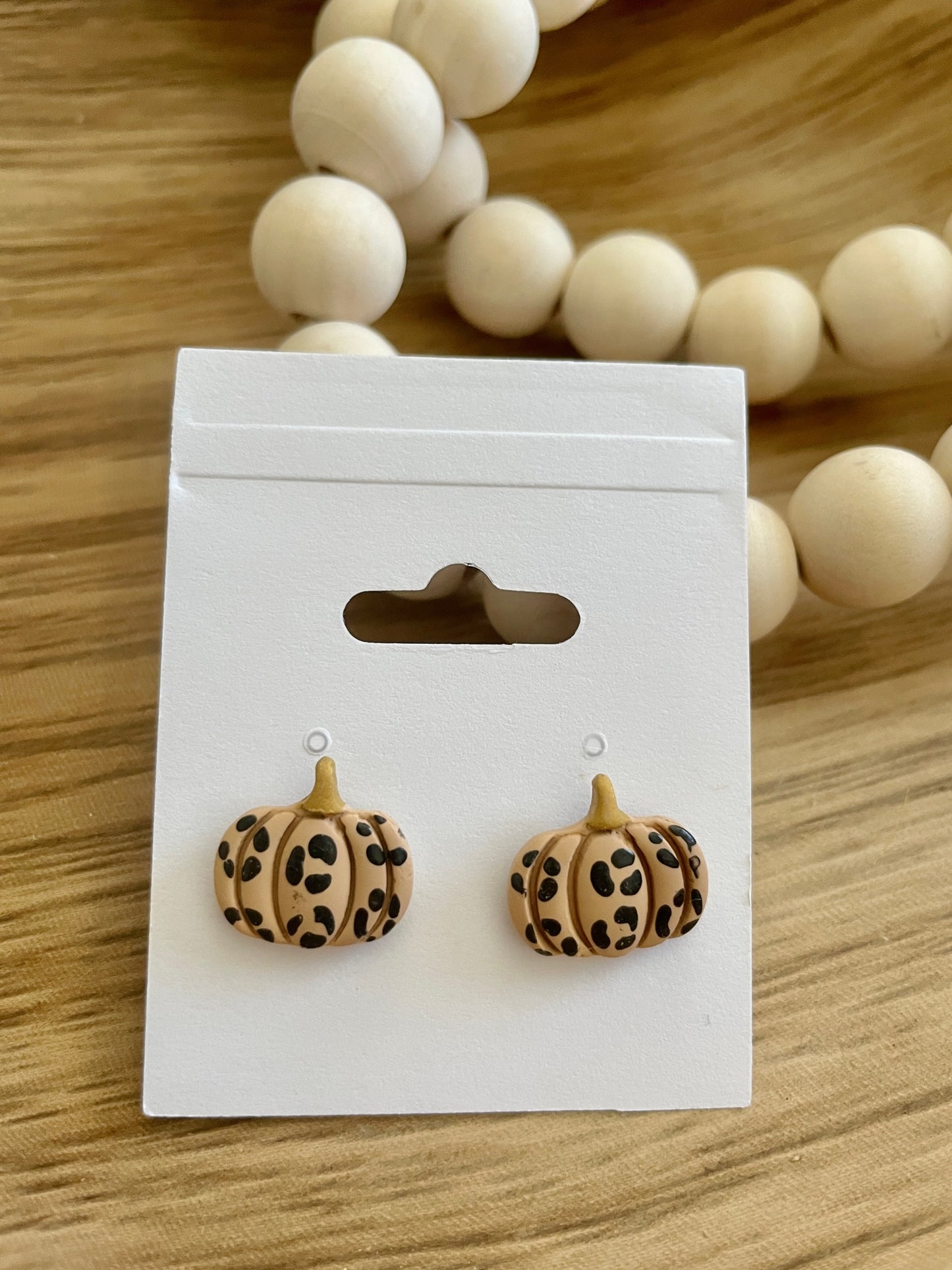 Clay Pumpkin Stud Earrings