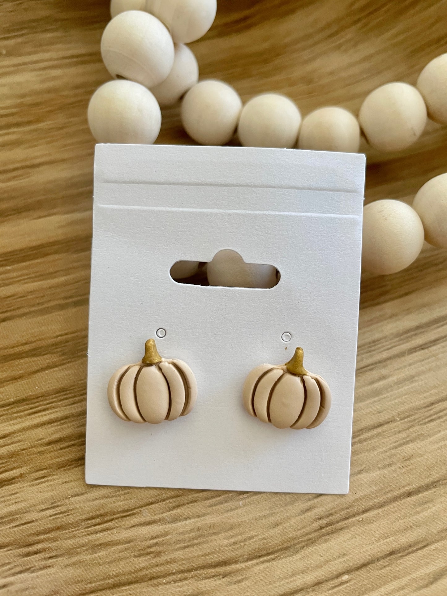 Clay Pumpkin Stud Earrings