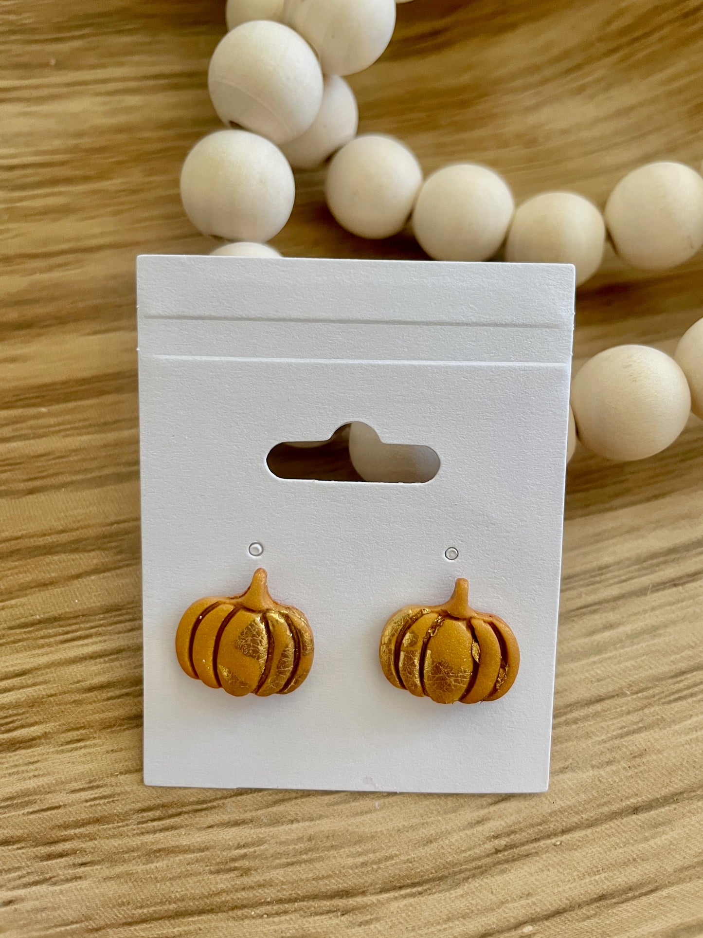 Clay Pumpkin Stud Earrings