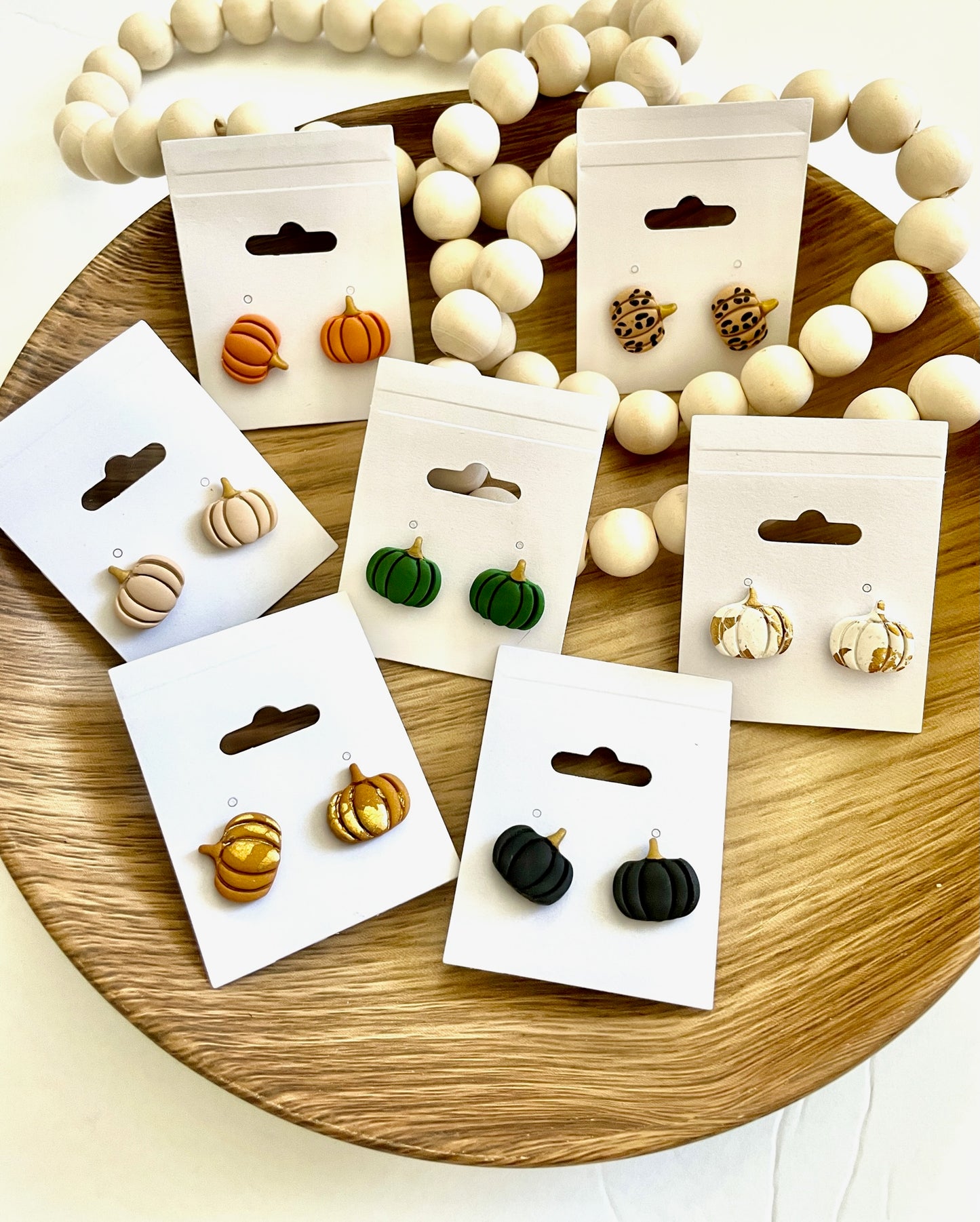 Clay Pumpkin Stud Earrings