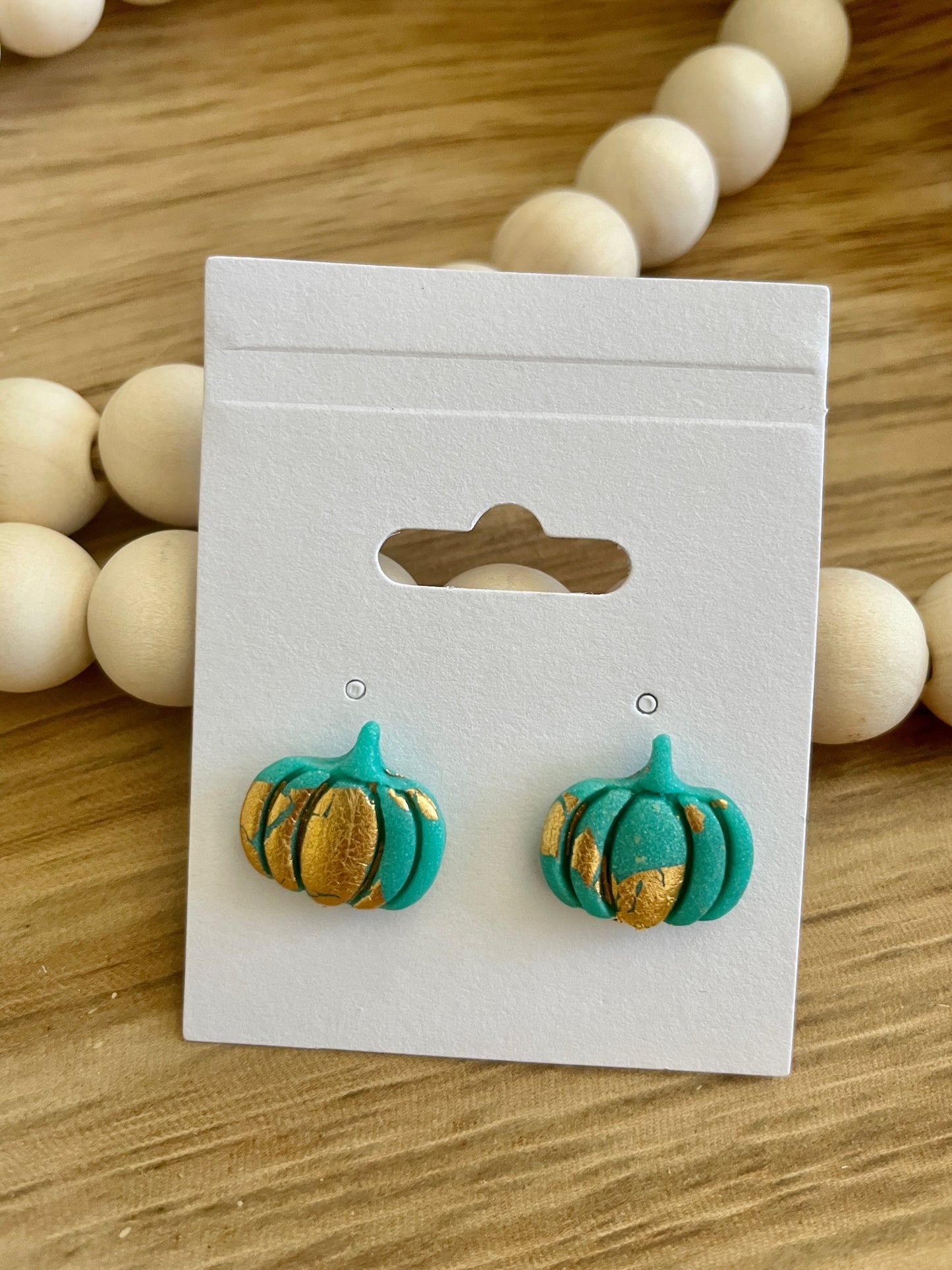 Clay Pumpkin Stud Earrings