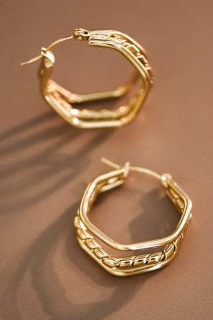 18k Gold Stainless Steel Triple Wire Hoops