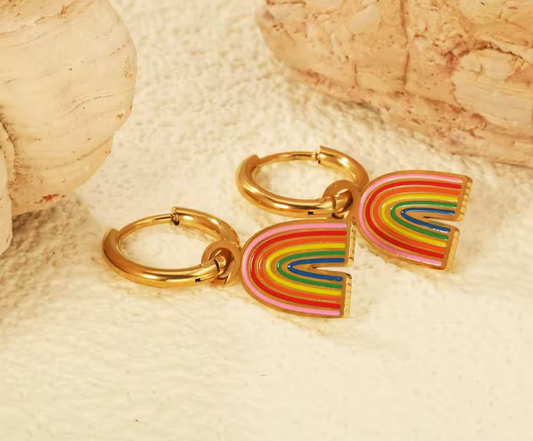 Rainbow Charm Huggies
