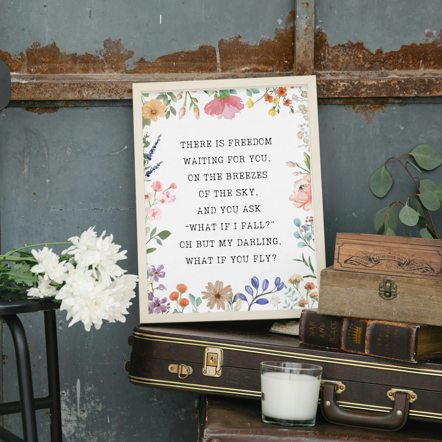 What If You Fly Floral Nursery Art Print | Nursery Decor
