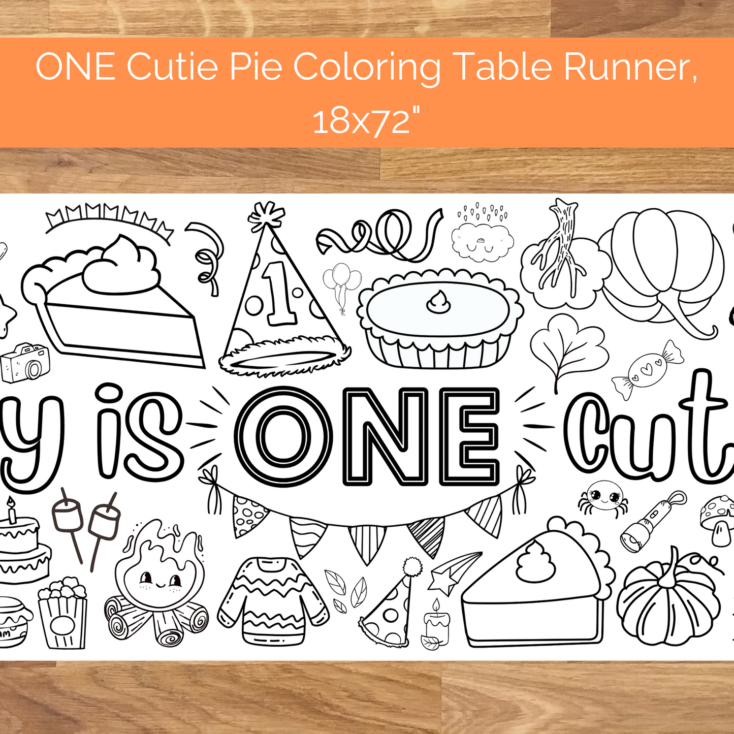 Custom Birthday Coloring Table Runner | Sweetie Pie Theme