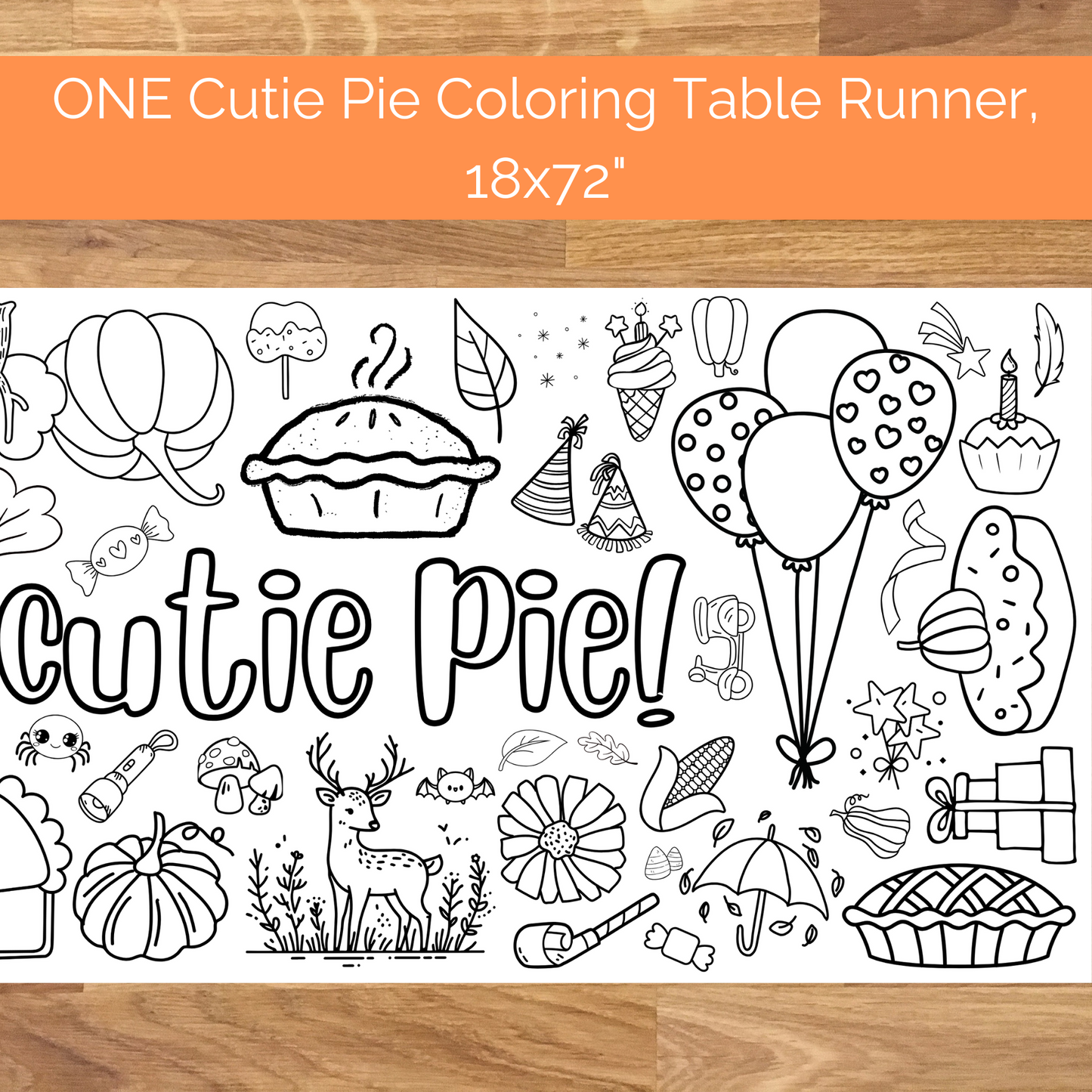 Custom Birthday Coloring Table Runner | Sweetie Pie Theme