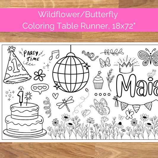 Custom First BIrthday Party Banner | Butterfly and Wildflower Party