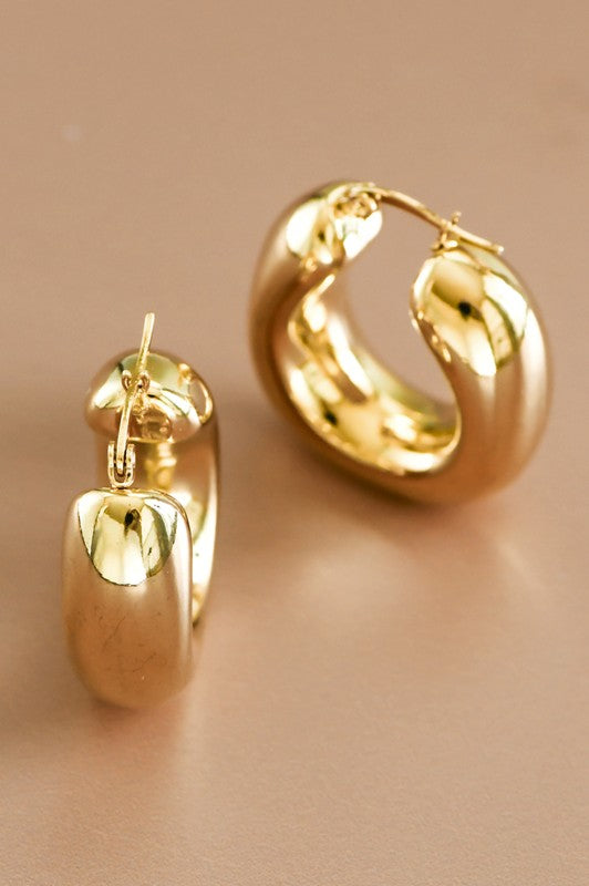 18k Gold Stainless Steel Chunky Hoops