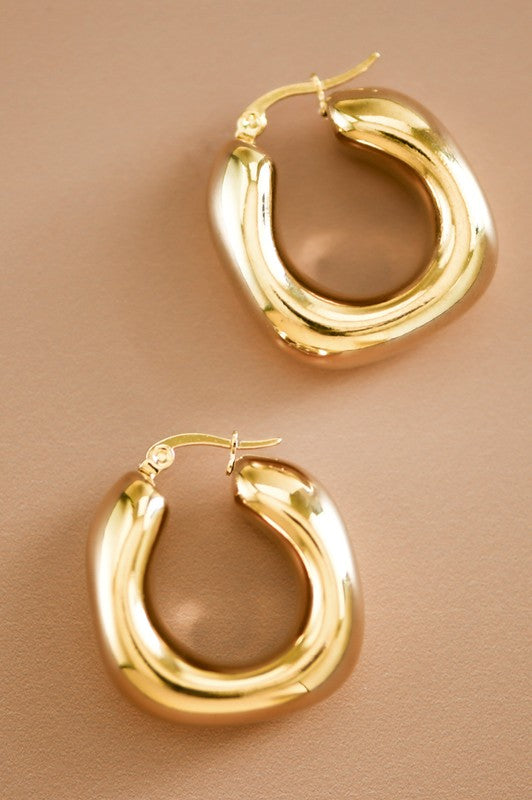 18k Gold Stainless Steel Chunky Hoops