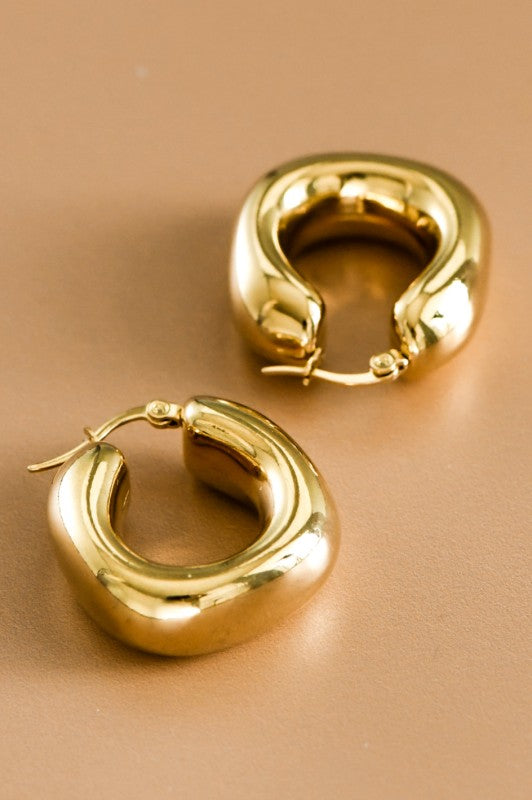 18k Gold Stainless Steel Chunky Hoops
