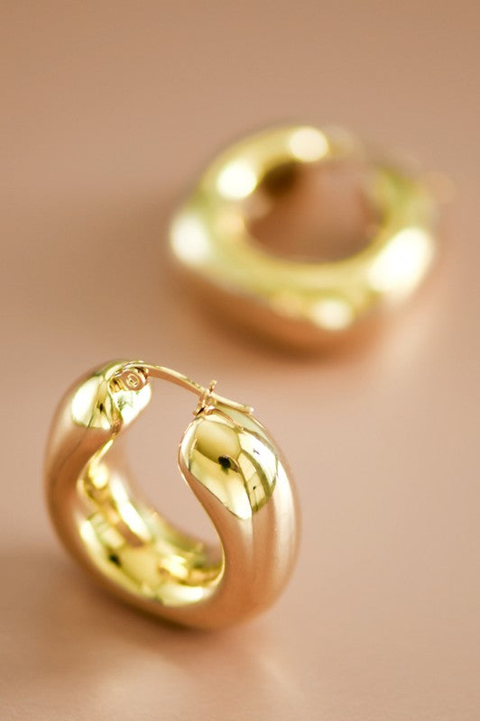 18k Gold Stainless Steel Chunky Hoops