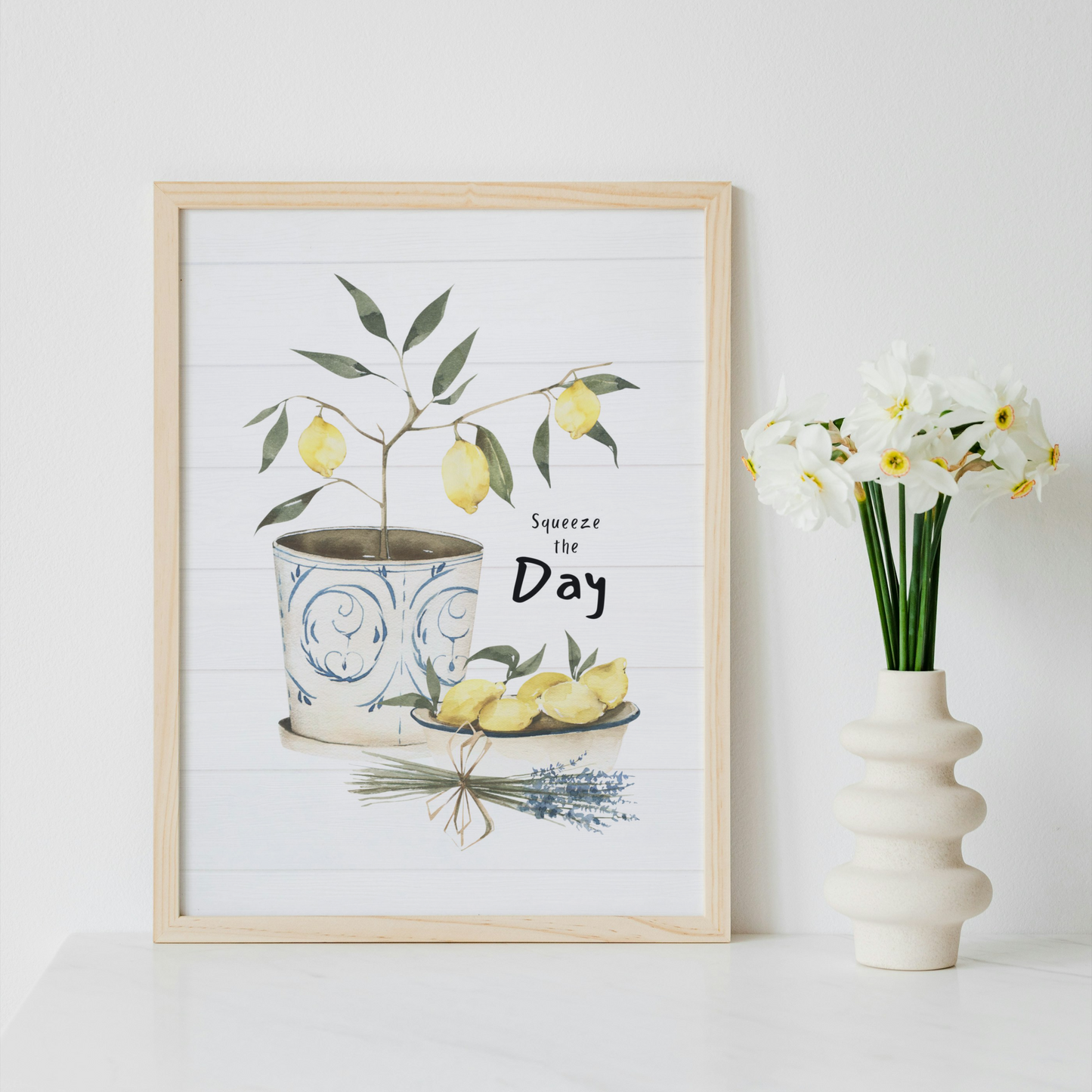 Squeeze the Day Lemon Art Print | Farmhouse Kitchen Decor