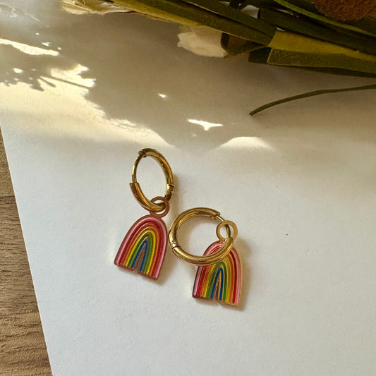 Rainbow Charm Huggies