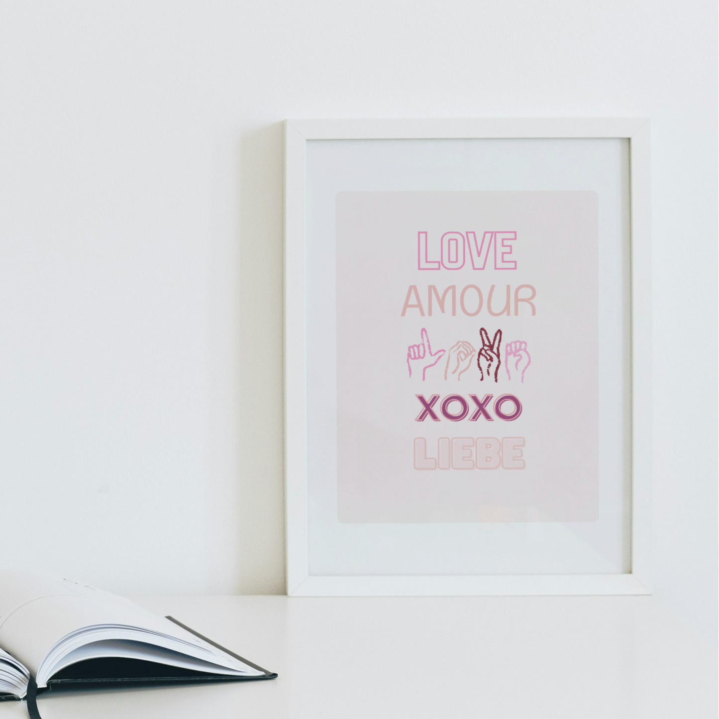 Pink Love Languages Art Print Decor | Valentine Party Decor and Favor