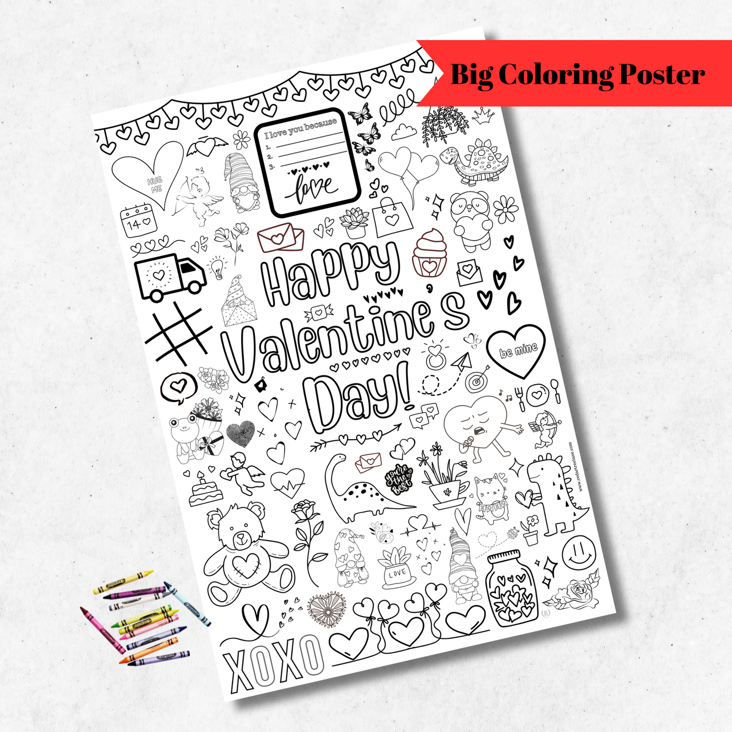Happy Valentine's Day Coloring Poster | 24x36"