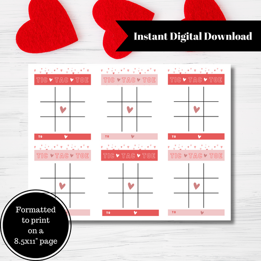 Tic Tac Toe Valentine Cards | Digital Download