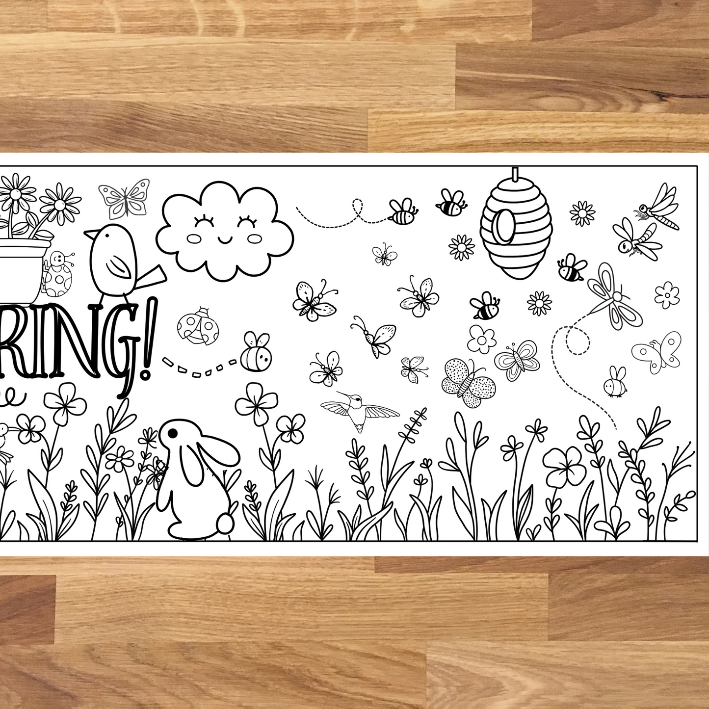 Hello Spring Table Runner | Spring Coloring Page