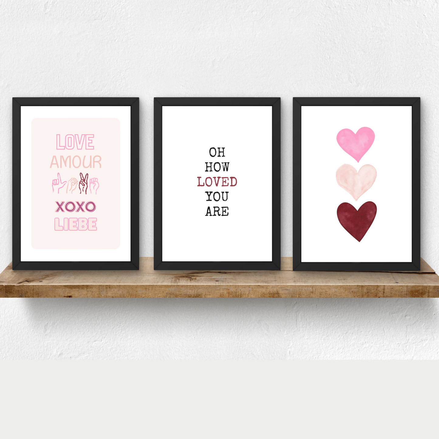 Pink Love Languages Art Print Decor | Valentine Party Decor and Favor