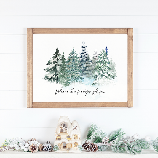 Where the Treetops Glisten | Watercolor Holiday Art Print