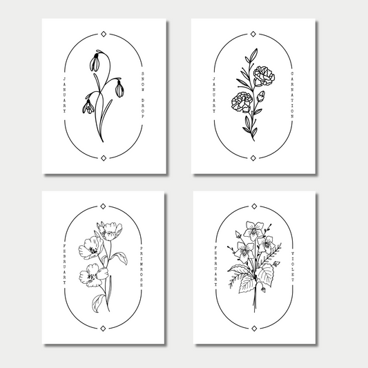 Custom Birth Flower Art Prints