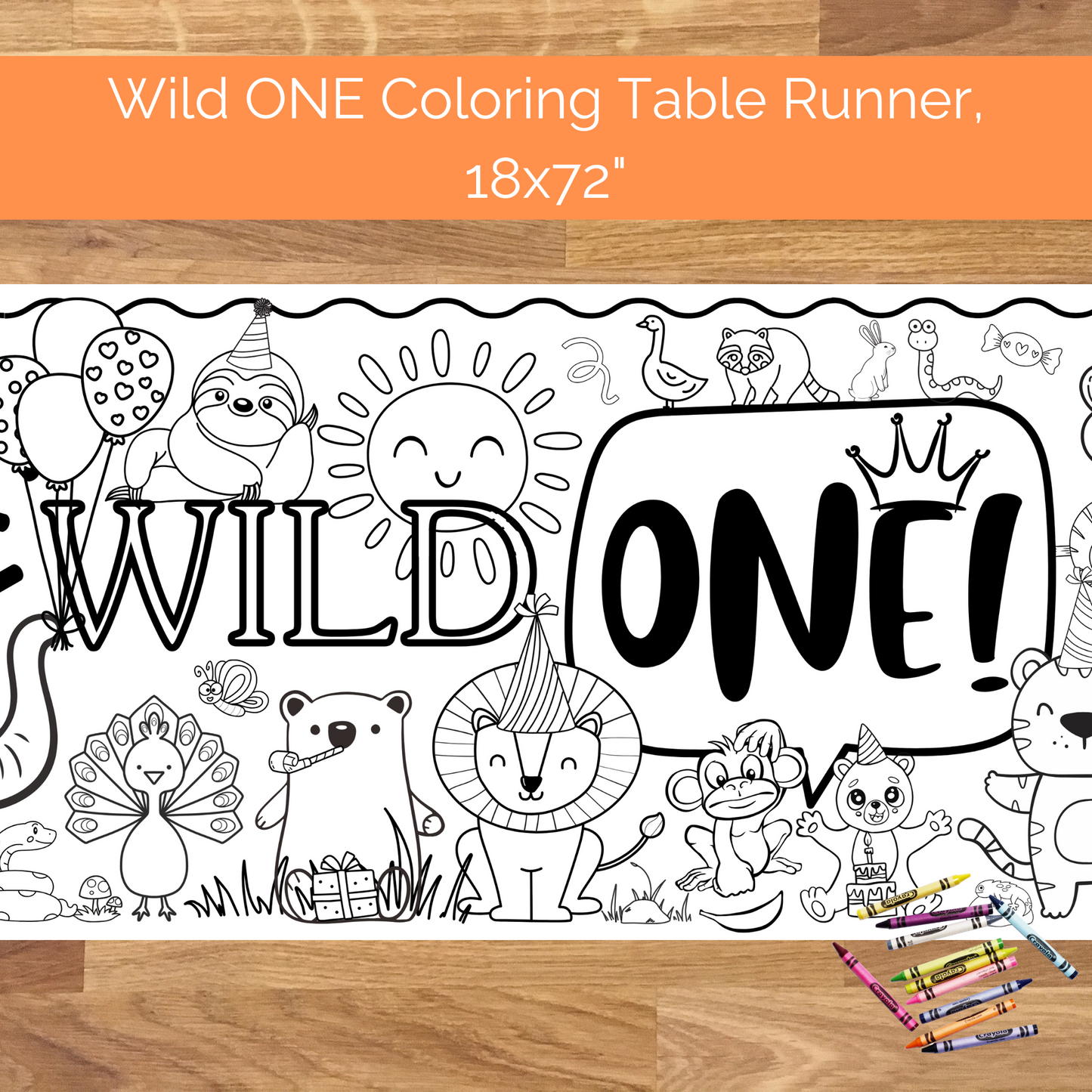 Wild ONE Safari Zoo Birthday Banner | First Birthday Table Runner