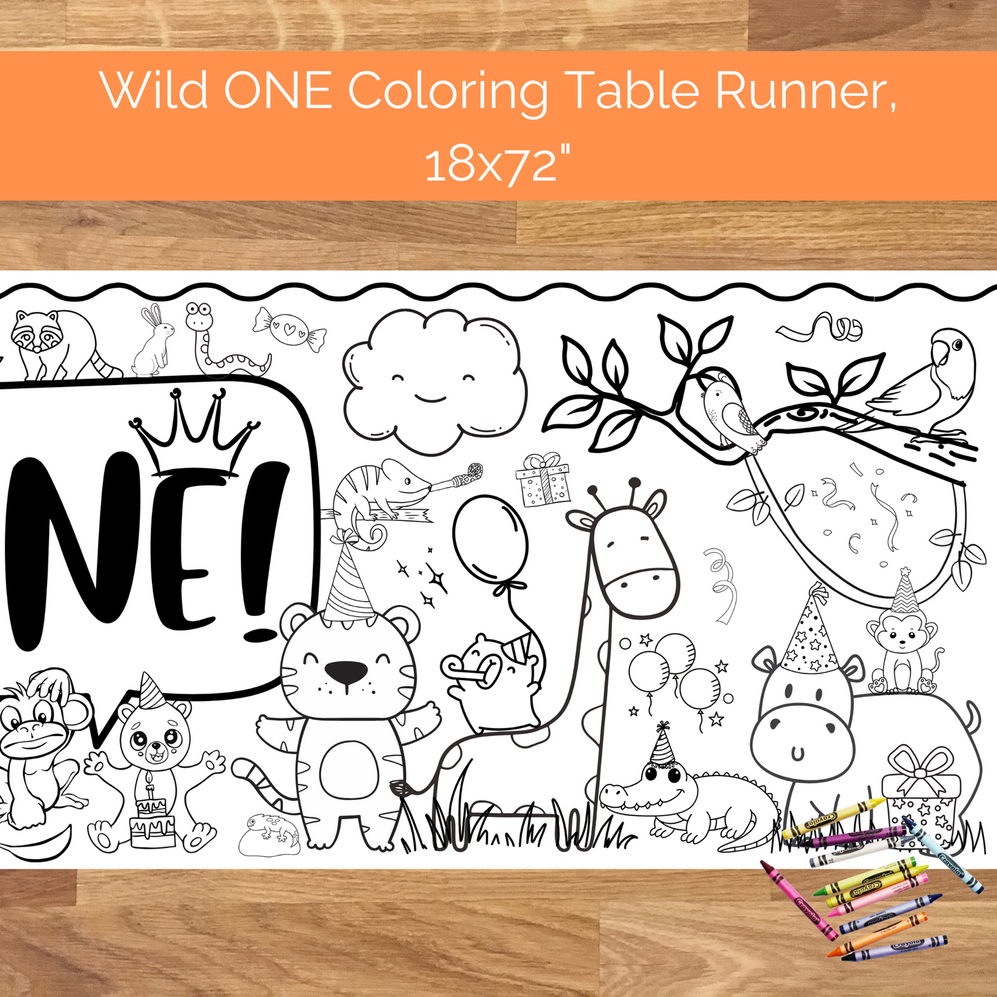 Wild ONE Safari Zoo Birthday Banner | First Birthday Table Runner