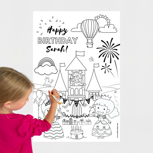 Happy Birthday Princess Coloring Poster