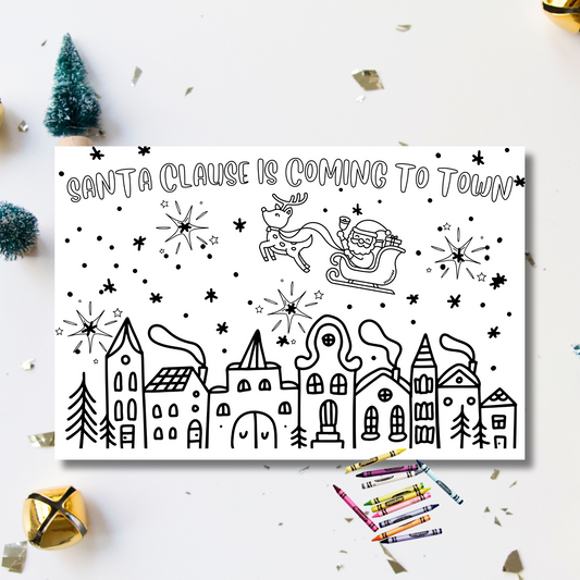 Santa Clause is Coming to Town | Big Coloring Poster