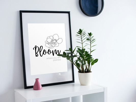 Bloom Where You Are Planted Art Print | Minimalist Art | Spring Decor