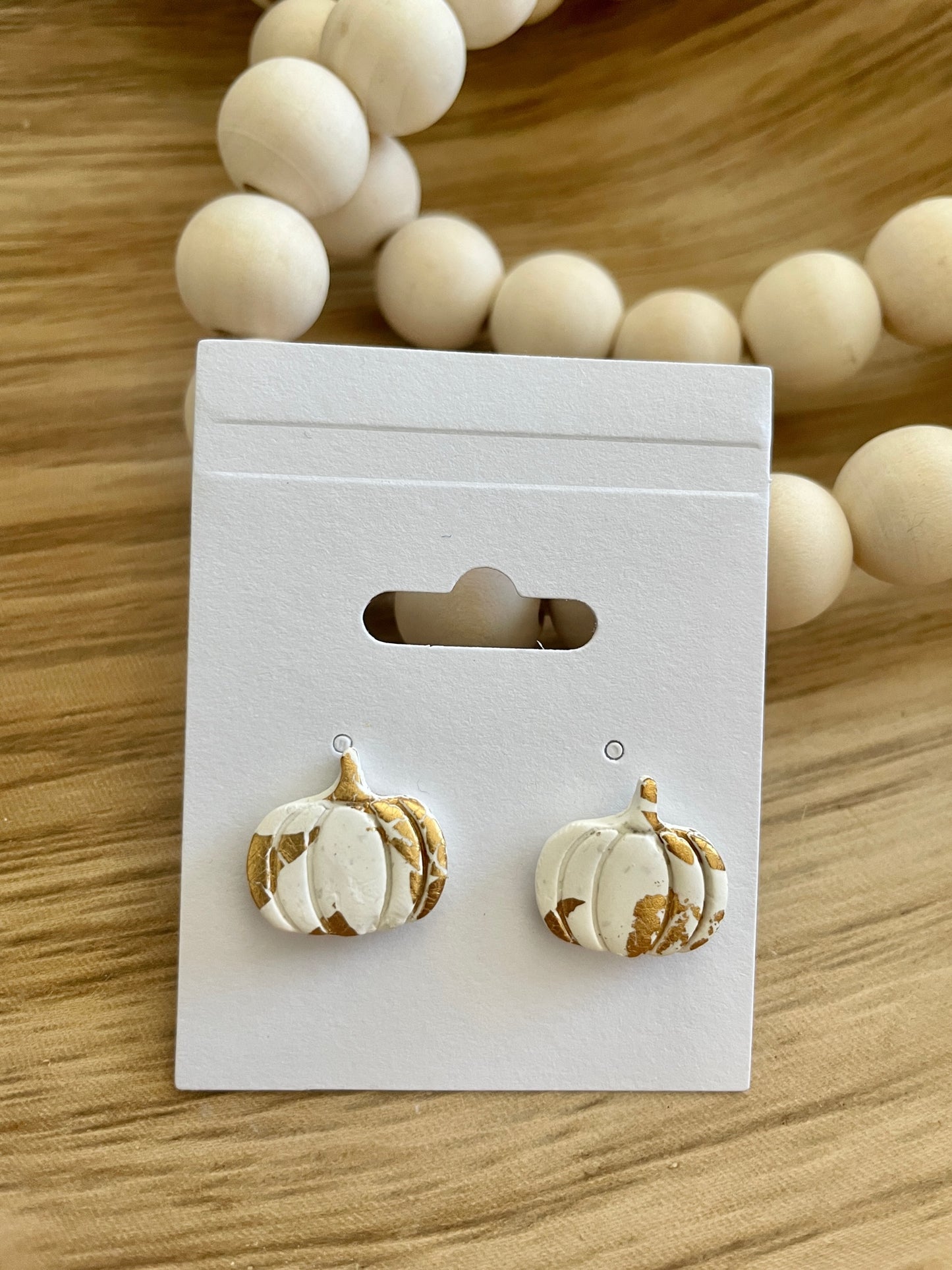 Clay Pumpkin Stud Earrings