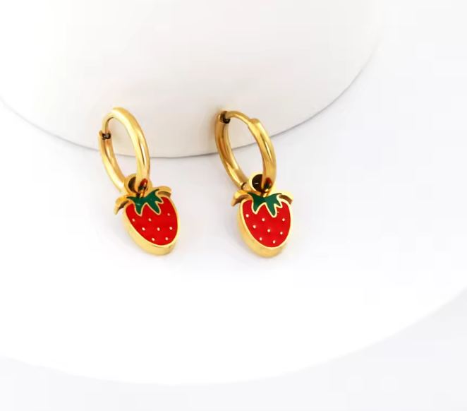 Strawberry Charm Huggies