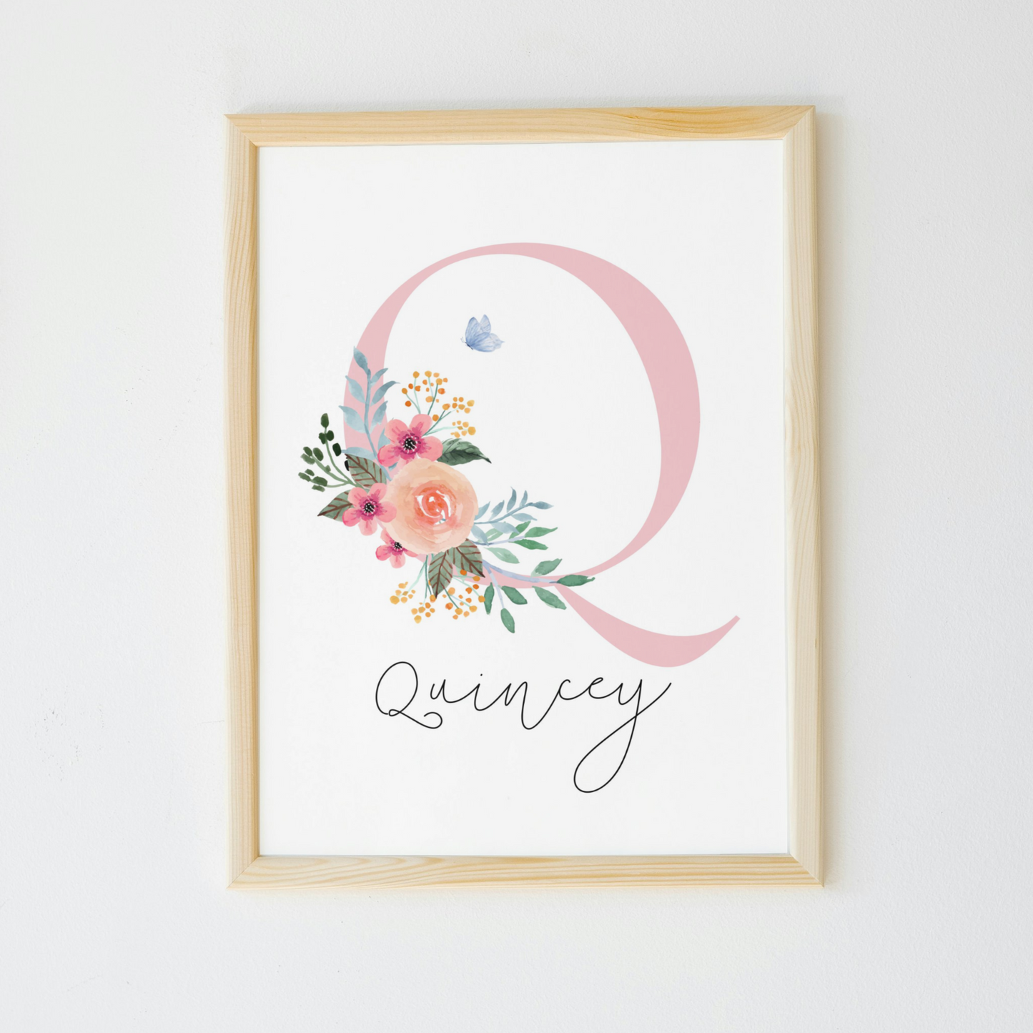 Custom Floral Initial Nursery Art Print