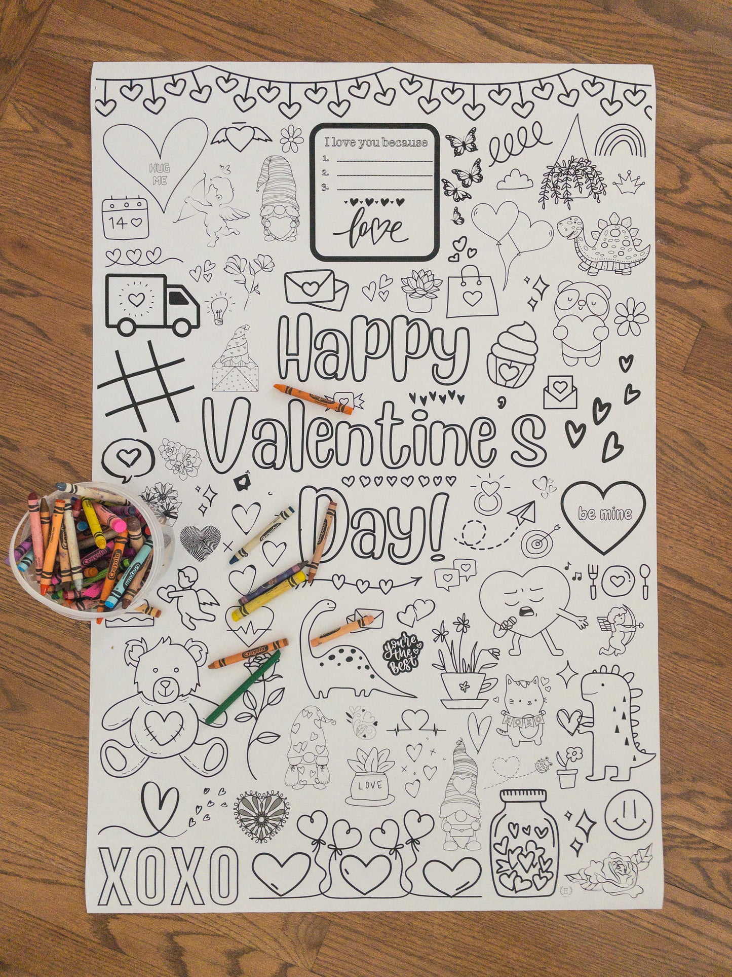 Happy Valentine's Day Coloring Poster | 24x36"