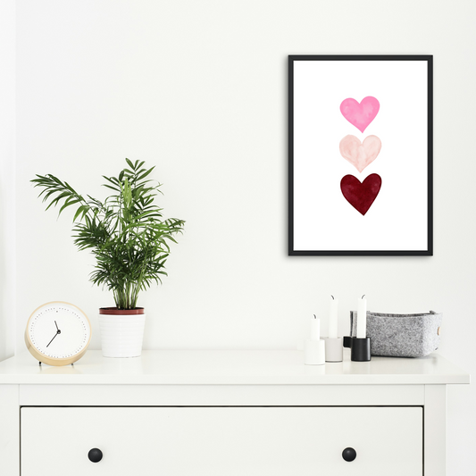 Watercolor Heart Valentine Art Print | Pink Bedroom and Nursery Decor